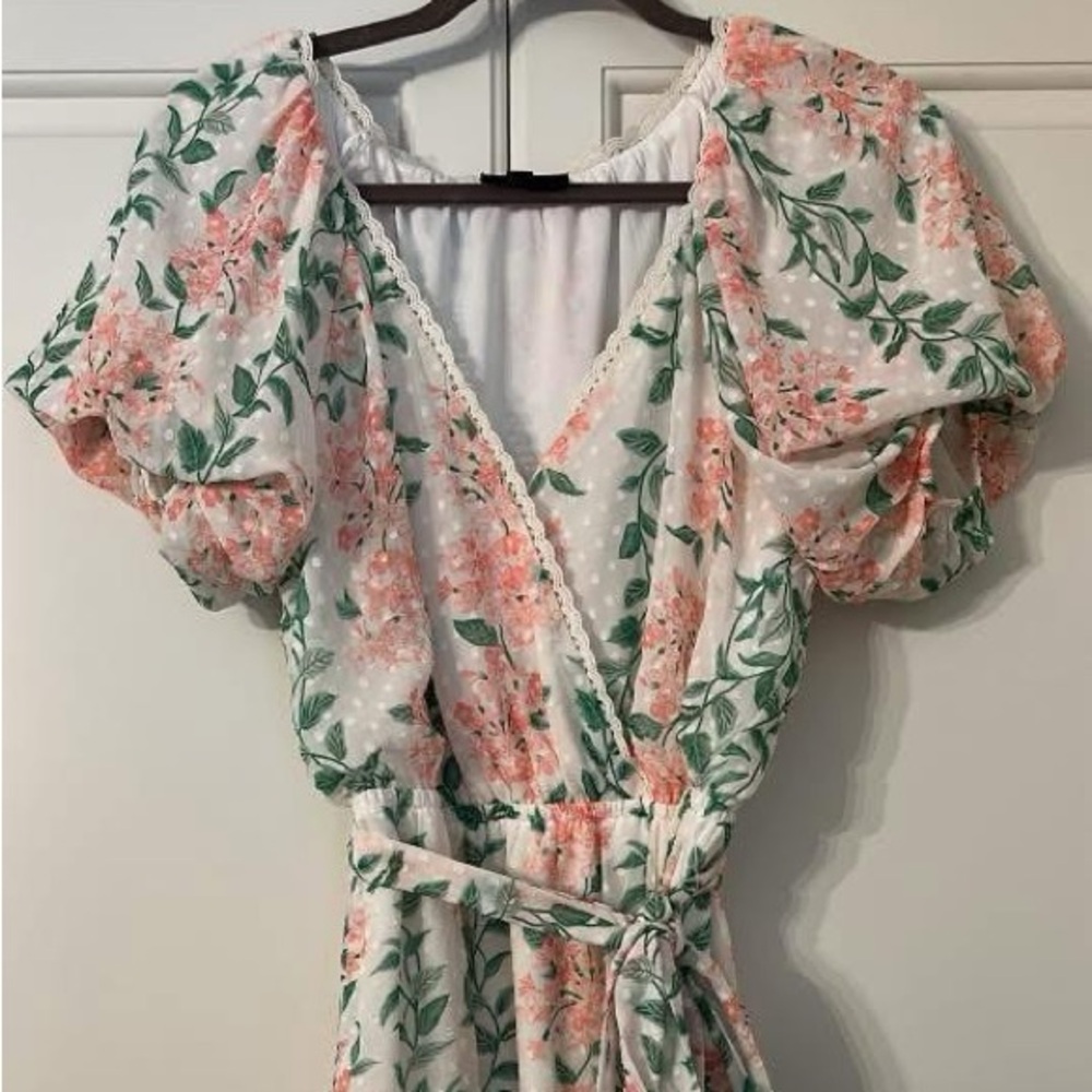 Vici Floral Puff Sleeve Wrap Dress